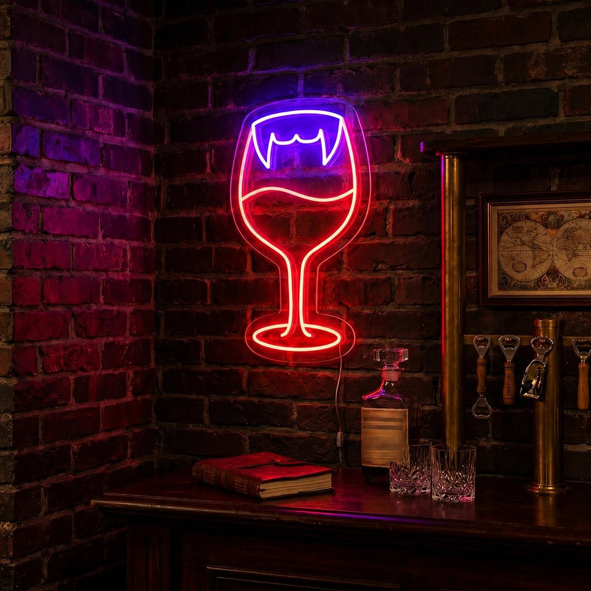 Vampire Fangs Wine Glass LED Neon Sign - Shineneon