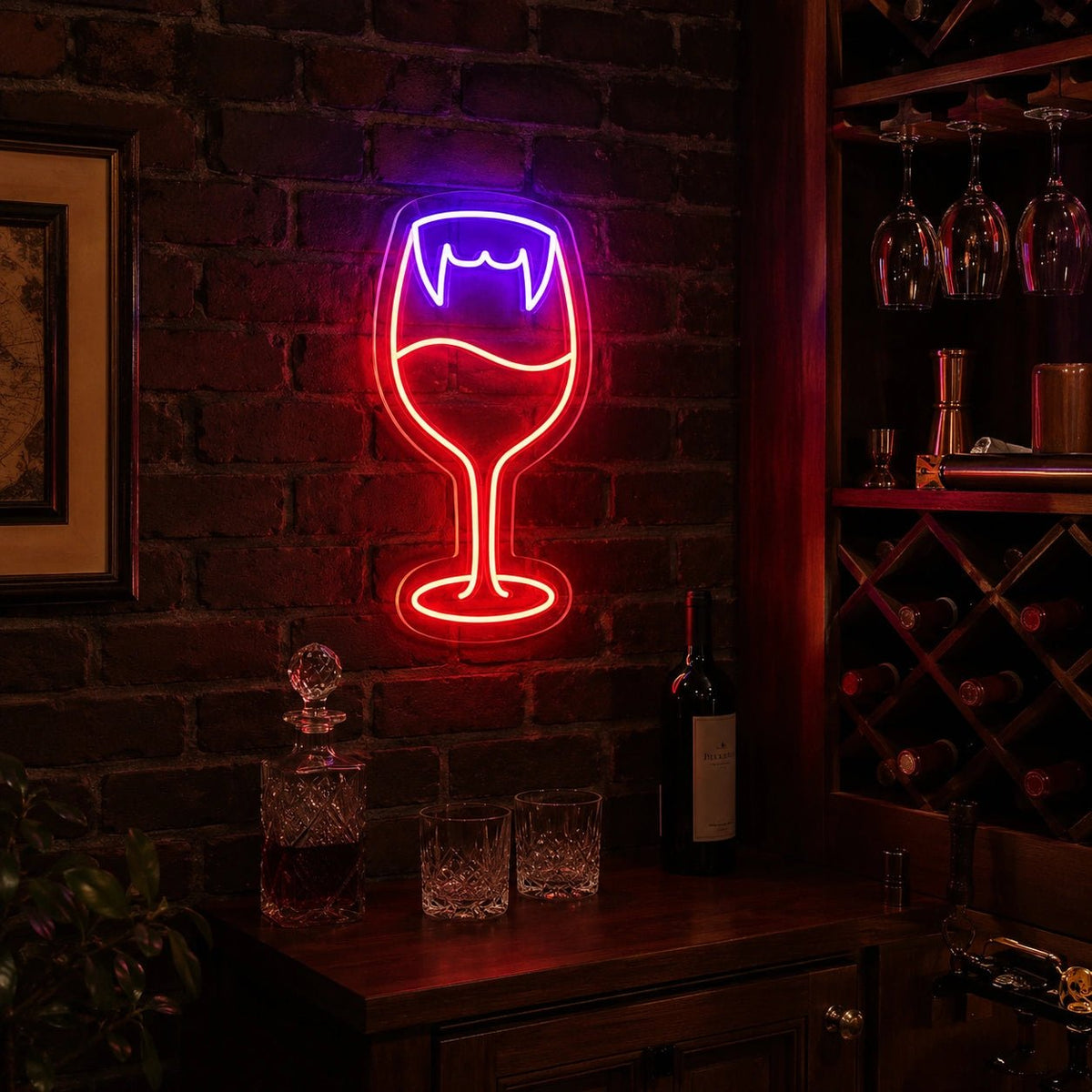 Vampire Fangs Wine Glass LED Neon Sign - Shineneon