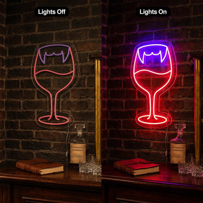 Vampire Fangs Wine Glass LED Neon Sign - Shineneon