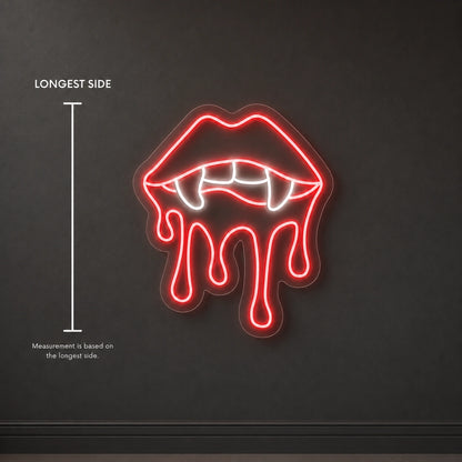 Vampire Lips Fangs And Drips LED Neon Sign color grid