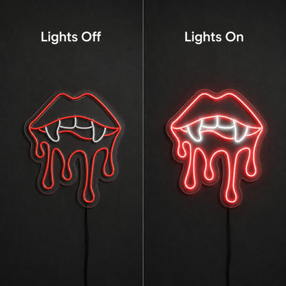 Vampire Lips Fangs And Drips LED Neon Sign main product image