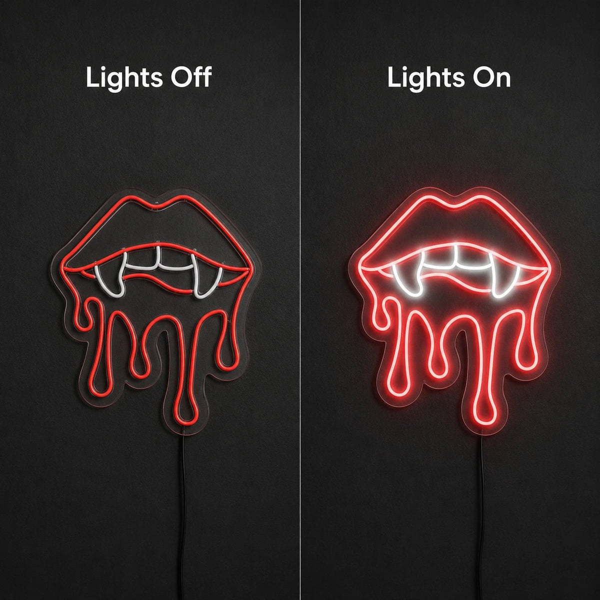 Vampire Lips Fangs And Drips LED Neon Sign - Shineneon