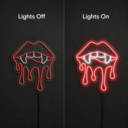 Vampire Lips Fangs And Drips LED Neon Sign - Shineneon