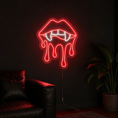Vampire Lips Fangs And Drips LED Neon Sign - Shineneon