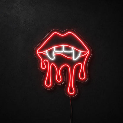 Vampire Lips Fangs And Drips LED Neon Sign - Shineneon