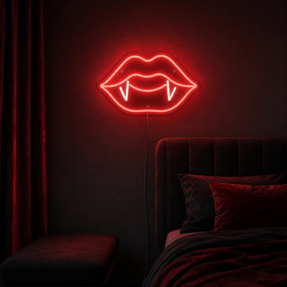 Vampire Lips With Fangs LED Neon Sign real lifestyle scene
