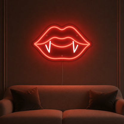 Vampire Lips With Fangs LED Neon Sign color grid
