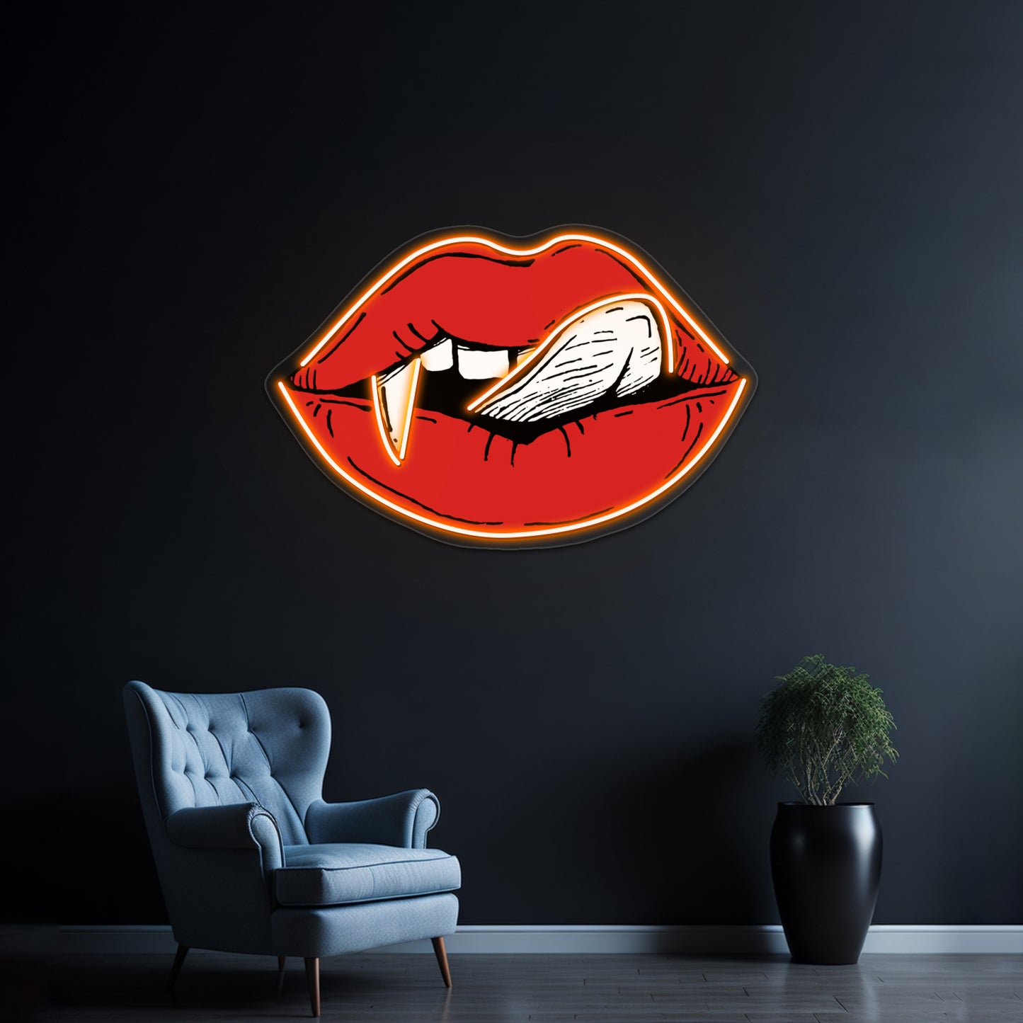 Vampire Red Lips Artwork Personalized Neon Signs