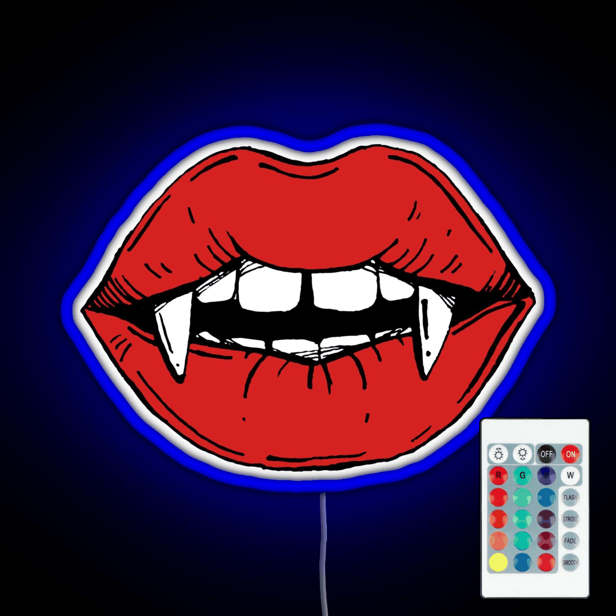 Vampire Red Lips On Black Background Rgb Led Neon Sign Pop Wall Art