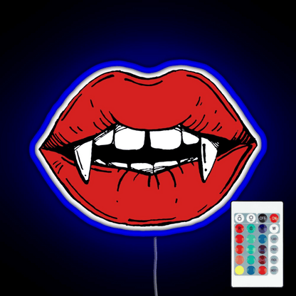 Vampire Red Lips On Black Background Rgb Led Neon Sign Pop Wall Art