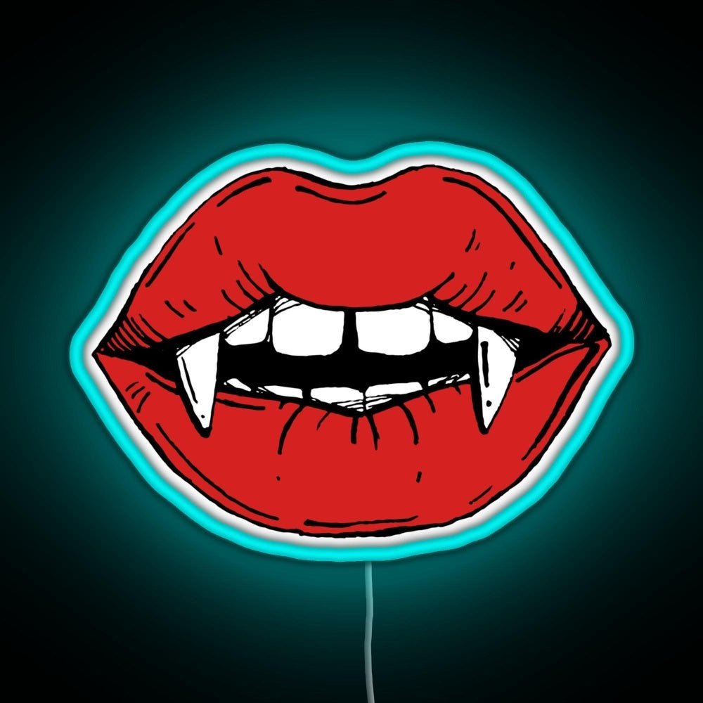 Vampire Red Lips On Black Background Rgb Led Neon Sign Pop Wall Art - Shineneon