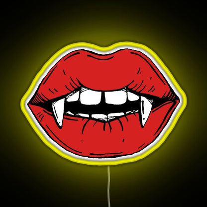Vampire Red Lips On Black Background Rgb Led Neon Sign Pop Wall Art - Shineneon