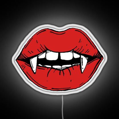 Vampire Red Lips On Black Background Rgb Led Neon Sign Pop Wall Art - Shineneon