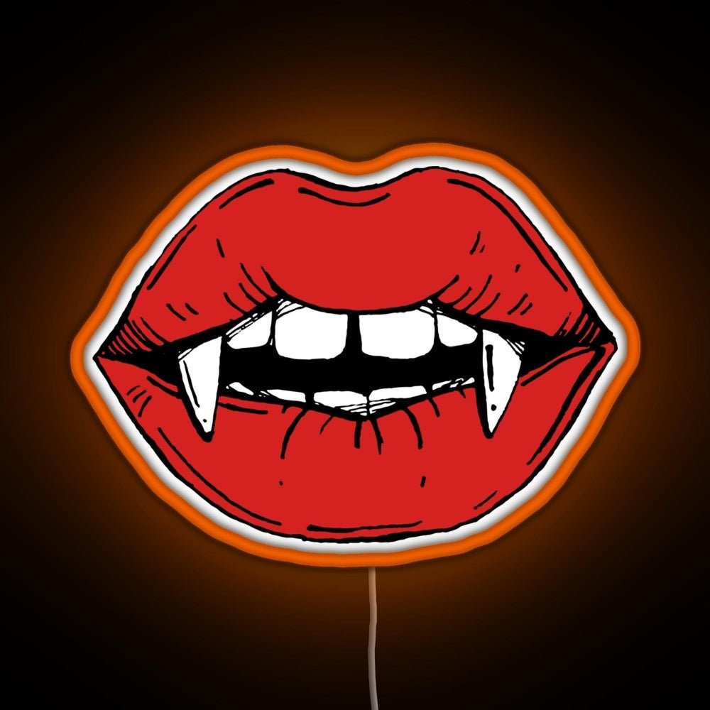 Vampire Red Lips On Black Background Rgb Led Neon Sign Pop Wall Art - Shineneon