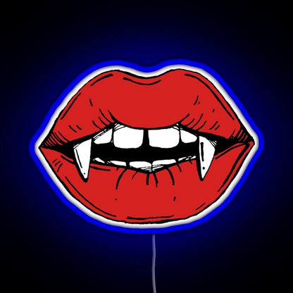 Vampire Red Lips On Black Background Rgb Led Neon Sign Pop Wall Art - Shineneon