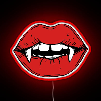 Vampire Red Lips On Black Background Rgb Led Neon Sign Pop Wall Art - Shineneon