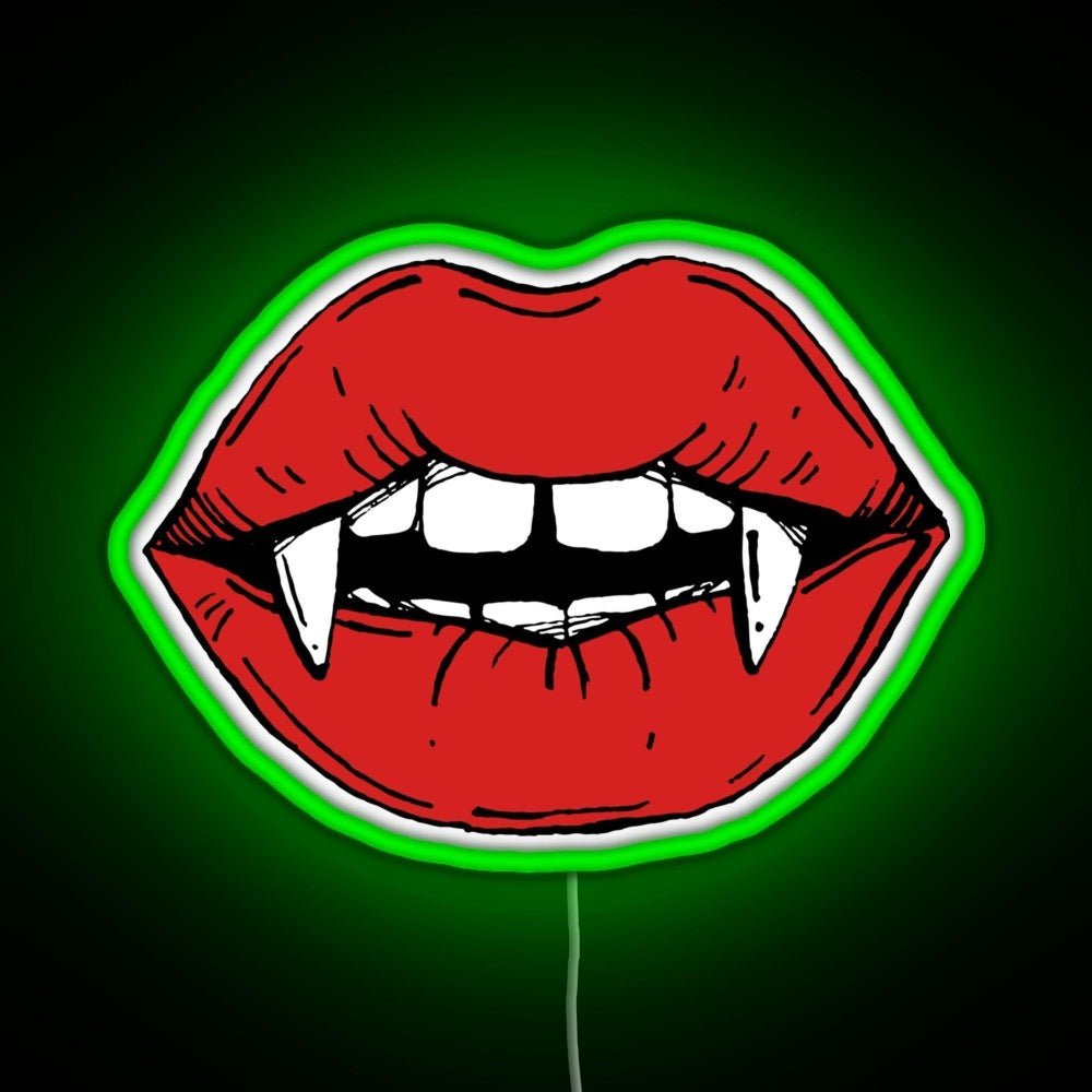 Vampire Red Lips On Black Background Rgb Led Neon Sign Pop Wall Art - Shineneon