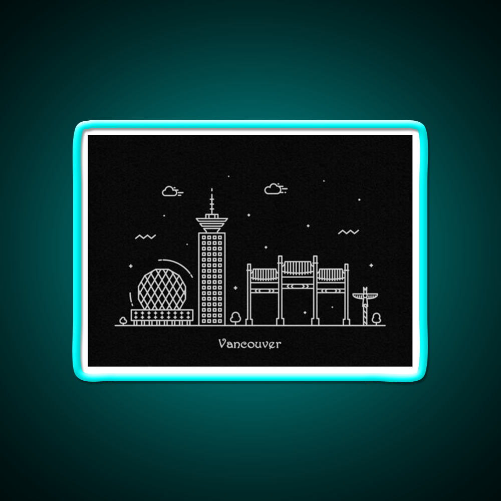 Vancouver Skyline Minimal Line Art Poster Asian Cultural Led Neon Sign Rgb Color - Size and dimension reference