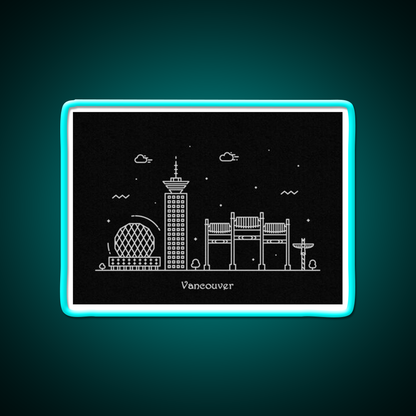 Vancouver Skyline Minimal Line Art Poster Asian Cultural Led Neon Sign Rgb Color - Size and dimension reference