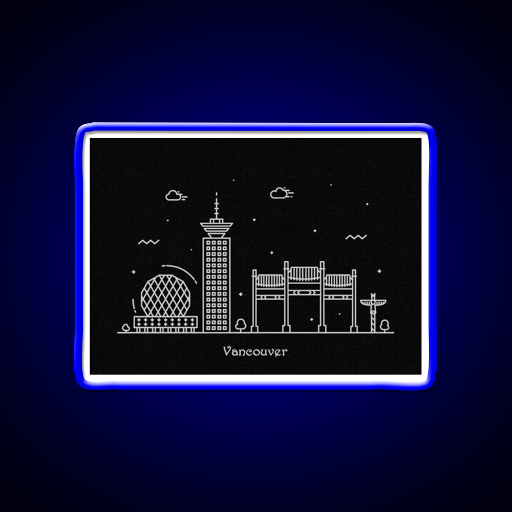 Vancouver Skyline Minimal Line Art Poster Asian Cultural Led Neon Sign Rgb Color - LED neon sign view 5