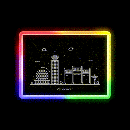 Vancouver Skyline Minimal Line Art Poster Asian Cultural Led Neon Sign Rgb Color - LED neon sign close-up detail
