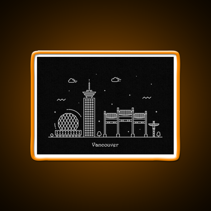 Vancouver Skyline Minimal Line Art Poster Asian Cultural Led Neon Sign Rgb Color - LED neon sign view 6