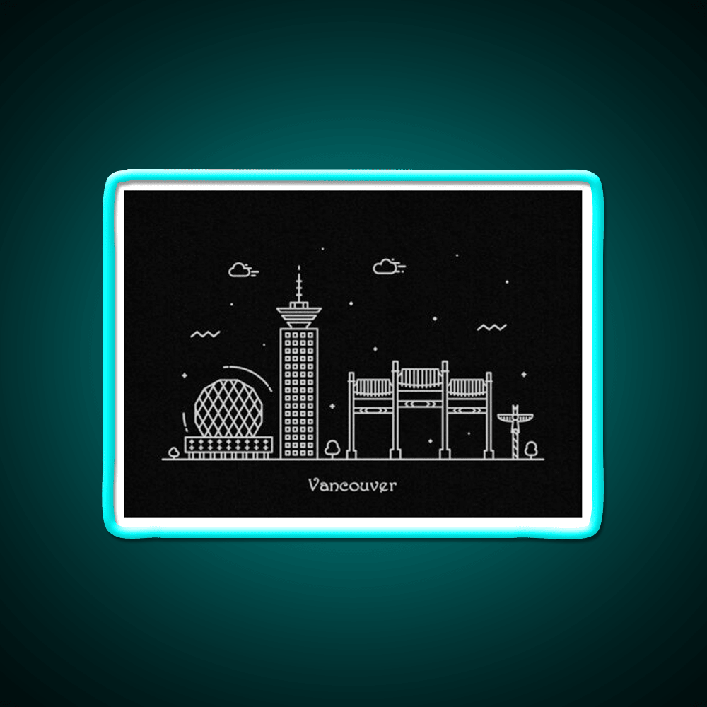Vancouver Skyline Minimal Line Art Poster Asian Cultural Led Neon Sign Rgb Color - Shineneon