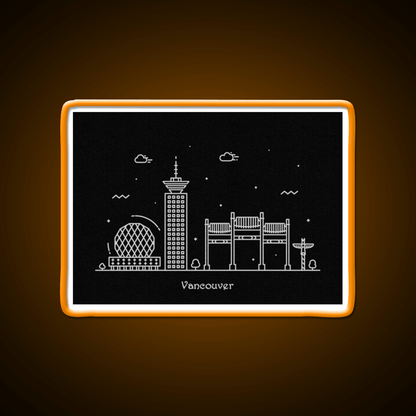 Vancouver Skyline Minimal Line Art Poster Asian Cultural Led Neon Sign Rgb Color - Shineneon