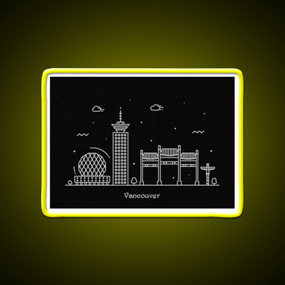 Vancouver Skyline Minimal Line Art Poster Asian Cultural Led Neon Sign Rgb Color - Shineneon
