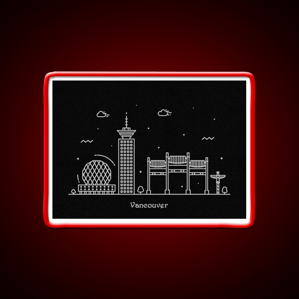 Vancouver Skyline Minimal Line Art Poster Asian Cultural Led Neon Sign Rgb Color - Shineneon