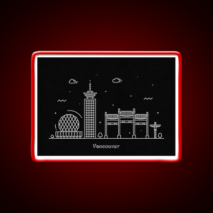 Vancouver Skyline Minimal Line Art Poster Asian Cultural Led Neon Sign Rgb Color - Shineneon