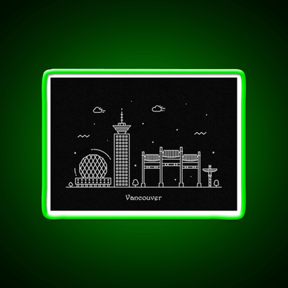 Vancouver Skyline Minimal Line Art Poster Asian Cultural Led Neon Sign Rgb Color - Shineneon