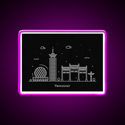 Vancouver Skyline Minimal Line Art Poster Asian Cultural Led Neon Sign Rgb Color - Shineneon