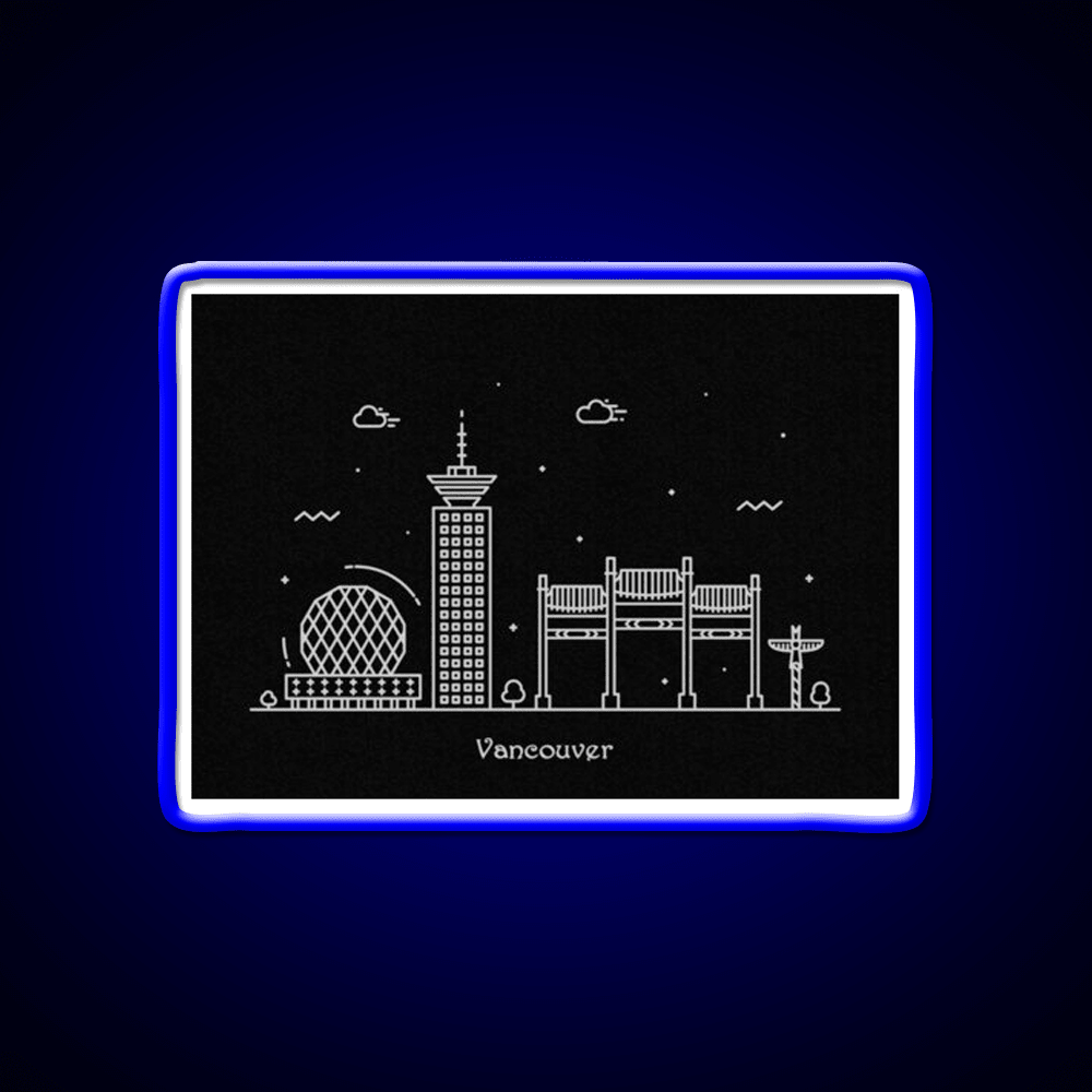 Vancouver Skyline Minimal Line Art Poster Asian Cultural Led Neon Sign Rgb Color - Shineneon