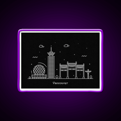 Vancouver Skyline Minimal Line Art Poster Asian Cultural Led Neon Sign Rgb Color - Shineneon