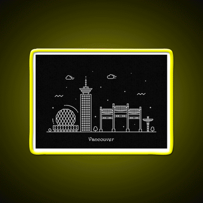 Vancouver Skyline Minimal Line Art Poster Asian Cultural Led Neon Sign Rgb Color - Custom LED neon sign front view