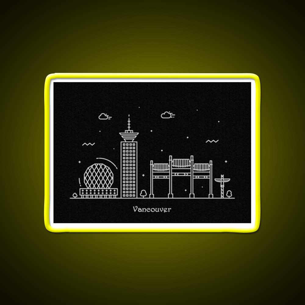 Vancouver Skyline Minimal Line Art Poster Asian Cultural Led Neon Sign Rgb Color - LED neon sign view 7