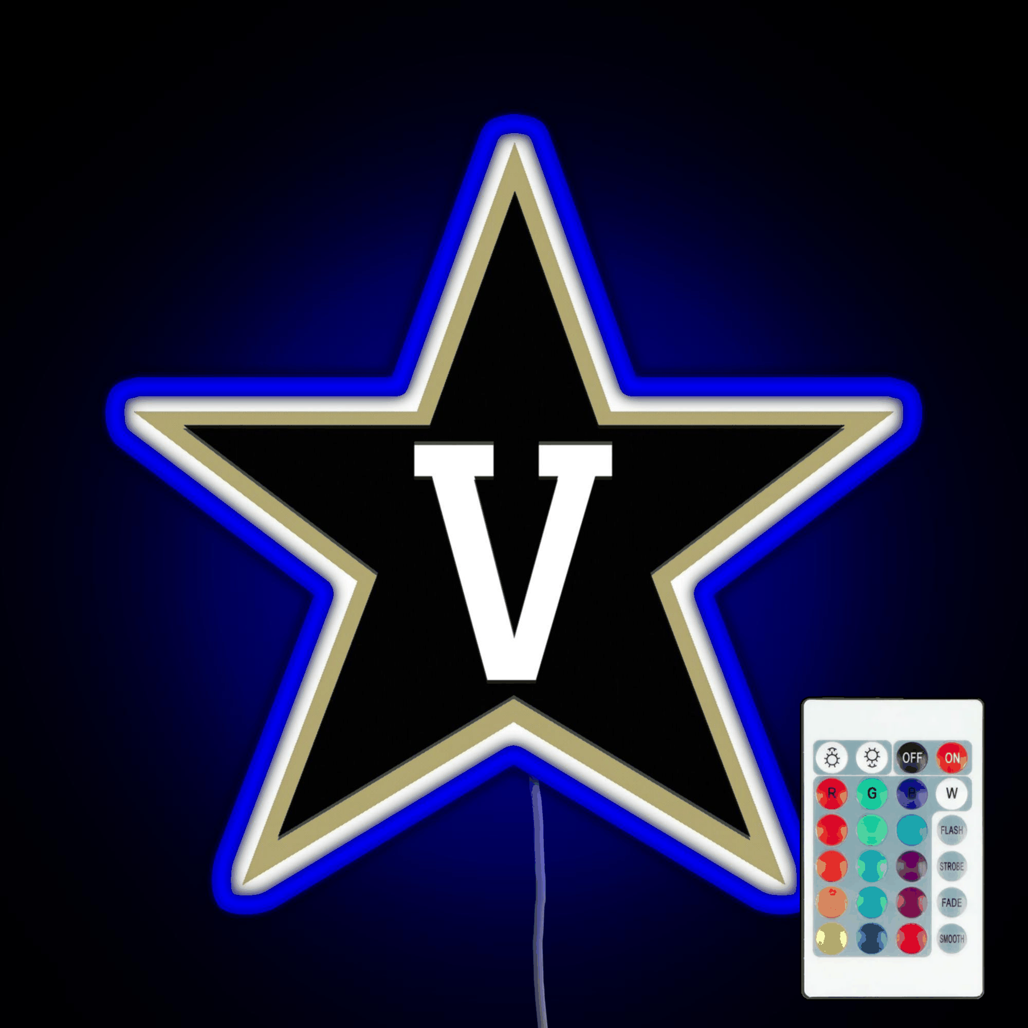 Vanderbilt Football Fbs 3 Rgb Led Neon Sign Pop Wall Art