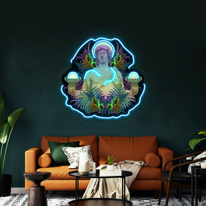 Vaporwave Dionysus Greek Statue Artwork Neon Signs Custom