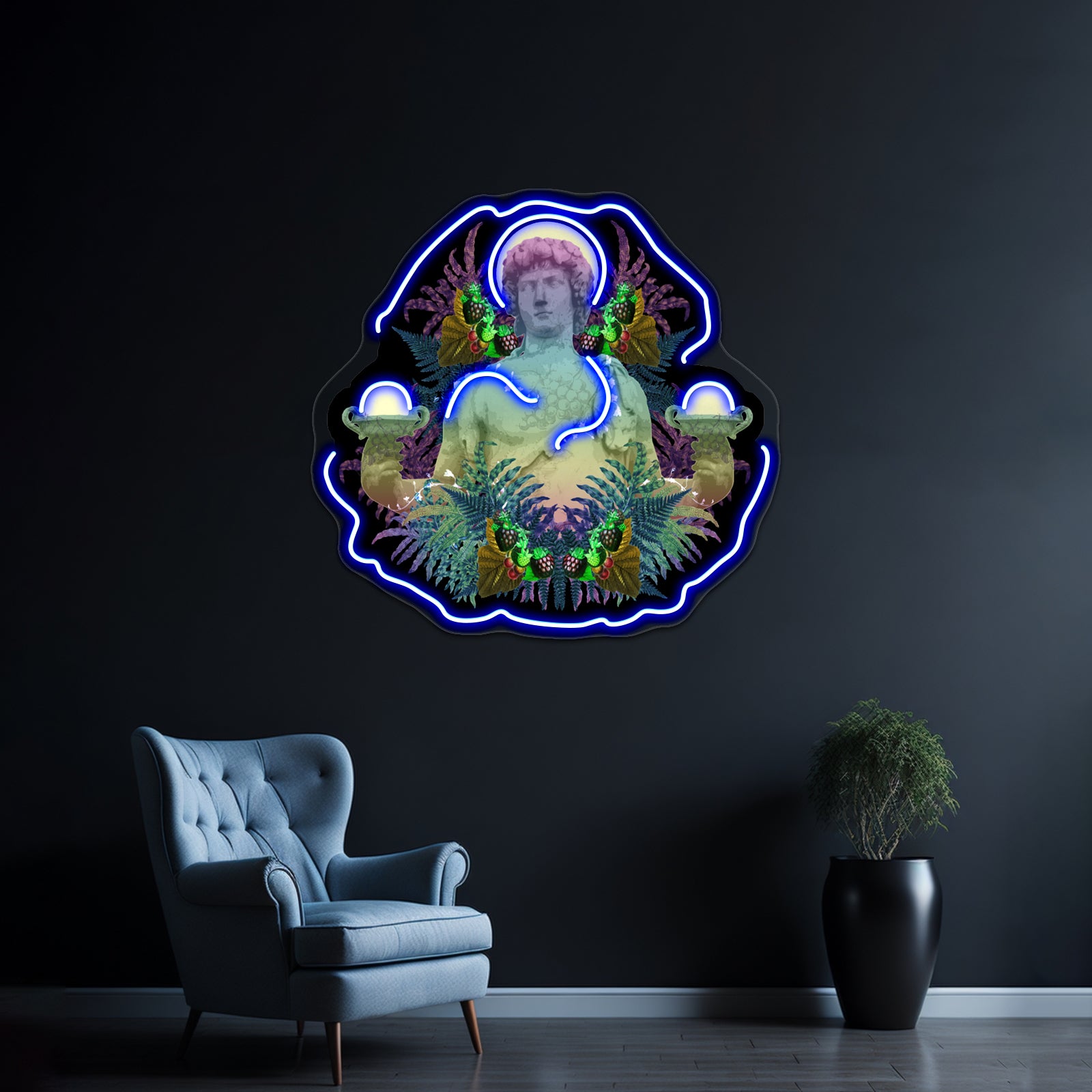 Vaporwave Dionysus Greek Statue Artwork Neon Signs Custom | Shineneon