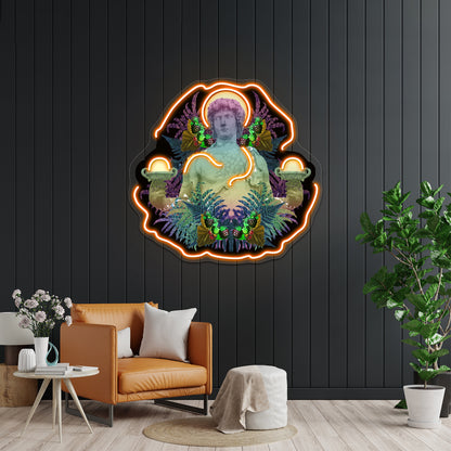 Vaporwave Dionysus Greek Statue Artwork Neon Signs Custom