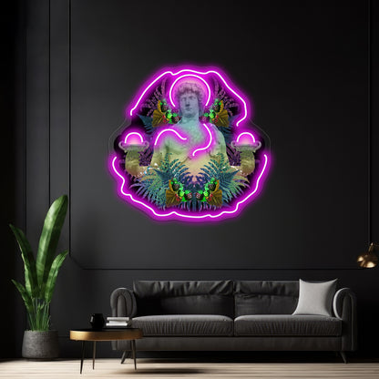 Vaporwave Dionysus Greek Statue Artwork Neon Signs Custom