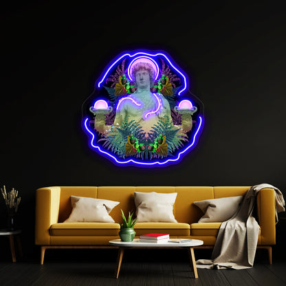 Vaporwave Dionysus Greek Statue Artwork Neon Signs Custom