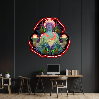 Vaporwave Dionysus Greek Statue Artwork Neon Signs Custom