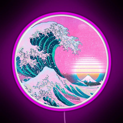 Vaporwave Great Wave Off Kanagawa Sunset Rgb Led Neon Sign Pop Wall Art - Shineneon