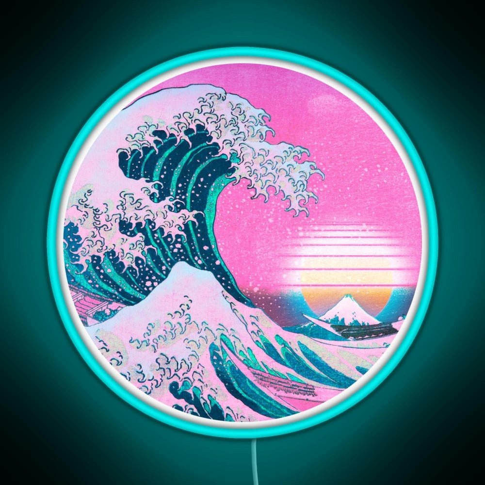 Vaporwave Great Wave Off Kanagawa Sunset Rgb Led Neon Sign Pop Wall Art - Shineneon