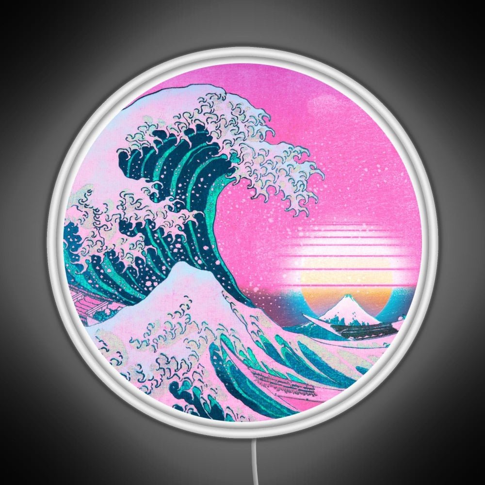 Vaporwave Great Wave Off Kanagawa Sunset Rgb Led Neon Sign Pop Wall Art - Shineneon