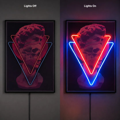 Vaporwave Triangle Neon Sign LED Neon Sign day and night comparison