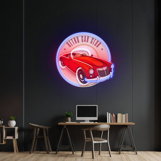 Vector Retro Car Label Led Neon Sign Light Custom Led Signs