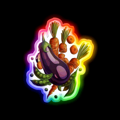 Veggies Snack Food Led Neon Sign Rgb Color - LED neon sign close-up detail